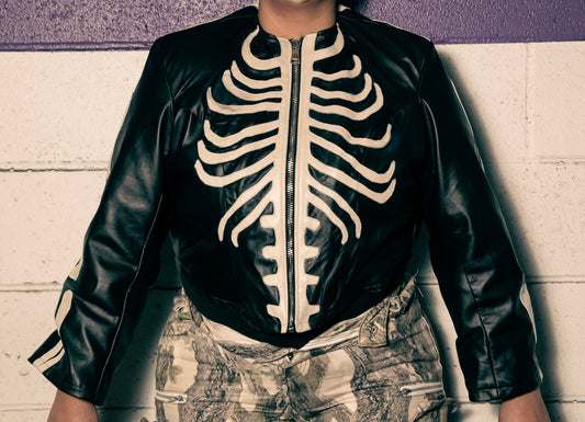 Skeleton Zip-Up Racer Jacket