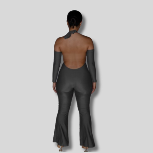 Grey Backless Jumpsuit